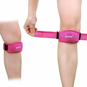 img 4 attached to IPOW 2 PACK Knee Support For Women, Patellar Tendon Support Strap & Knee Pain Relief For Adult, Knee Brace For Hiking, Running, Tennis, Volleyball & Squats