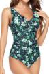 plus size women's one piece swimsuit with tummy control and ruffles - perona bathing suit logo