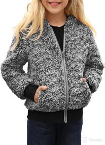 img 4 attached to Comxiao Girls Hooded Fleece Jackets with Full Zip and Pockets - Warm Winter Outwear featuring Faux Shearling Coating