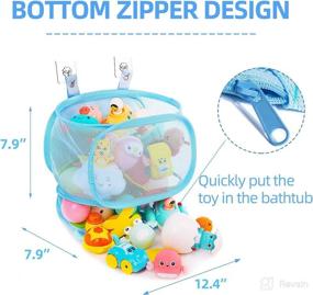 img 2 attached to 🛁 Efficient Bath Toy Organizer: Secure Opening, Standing Holder, Sticky Hooks, Quick-Drying Bag with Zipper, Large Capacity & Foldable for Baby Bathroom Decor