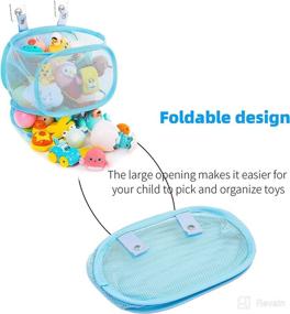 img 3 attached to 🛁 Efficient Bath Toy Organizer: Secure Opening, Standing Holder, Sticky Hooks, Quick-Drying Bag with Zipper, Large Capacity & Foldable for Baby Bathroom Decor