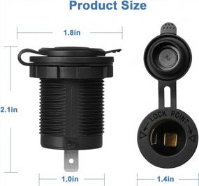 img 2 attached to Waterproof 12V/24V Car Marine Motorcycle ATV RV DC 12V Cigarette Lighter Socket - 3 Pack With Female Power Plug Outlet, 1.5M Wire And 10A Fuse
