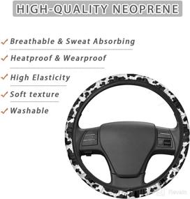 img 2 attached to CLOHOMIN Black Cow Print Car Steering Wheel Covers Universal 15 Inch Steering Wheel Accessories Breathable Washable Microfabric Steering Wheel Protector Sweat Absorption Auto Car Wrap Cover