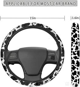 img 1 attached to CLOHOMIN Black Cow Print Car Steering Wheel Covers Universal 15 Inch Steering Wheel Accessories Breathable Washable Microfabric Steering Wheel Protector Sweat Absorption Auto Car Wrap Cover