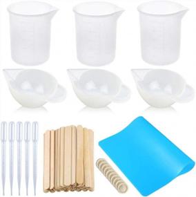 img 4 attached to Get Perfect Resin Mixing With Jatidne Silicone Measuring Cups, Wooden Sticks, Mat And Finger Cots - 100Ml
