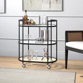 img 2 attached to Leif 30'' Wide Oval Bar Cart In Blackened Bronze