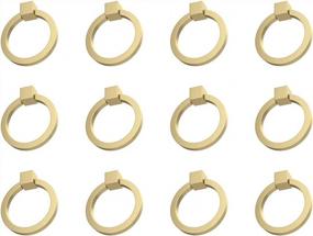 img 4 attached to RZDEAL 12Pcs 2.0" X 1-7/9" Solid Brasss Pulls For Dresser Drawer Ring Pulls Furniture Hardware Brushed Gold Wardrobe Door Handles