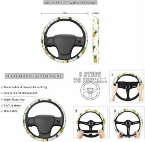 img 3 attached to Youngerbaby Big Sunflower Print Steering Wheel Cover Safe Non Slip Stretch-On Steering Wheel Cover Seat Belt Should Pad Universal Fit Set Of 3
