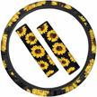 youngerbaby big sunflower print steering wheel cover safe non slip stretch-on steering wheel cover seat belt should pad universal fit set of 3 logo