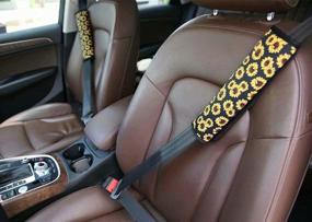img 1 attached to Youngerbaby Big Sunflower Print Steering Wheel Cover Safe Non Slip Stretch-On Steering Wheel Cover Seat Belt Should Pad Universal Fit Set Of 3