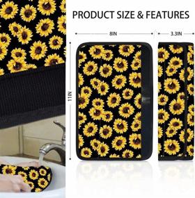 img 2 attached to Youngerbaby Big Sunflower Print Steering Wheel Cover Safe Non Slip Stretch-On Steering Wheel Cover Seat Belt Should Pad Universal Fit Set Of 3