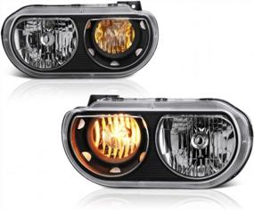 img 4 attached to VIPMOTOZ Black Housing Headlamp Set For 2008-2014 Dodge Challenger Halogen Model, With OE-Style Assembly, Driver And Passenger Side