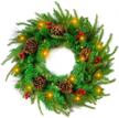 20" aiseno artificial flocked christmas wreaths with 50 warm white lights and mixed holiday decorations for front door home windows indoor outdoor party logo