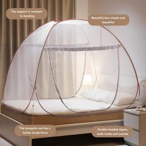 img 2 attached to YIJUHOU Dark Brown Pop Up Mosquito Net - Large Folding Bed Tent For Queen & King Size Mattress, Camping, Hotel