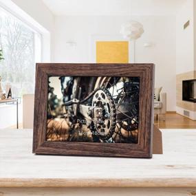 img 1 attached to Rustic Brown Wood 5X7 Picture Frame Set Of 4, Distressed Pattern For Desktop And Wall Display, Perfect For Photos