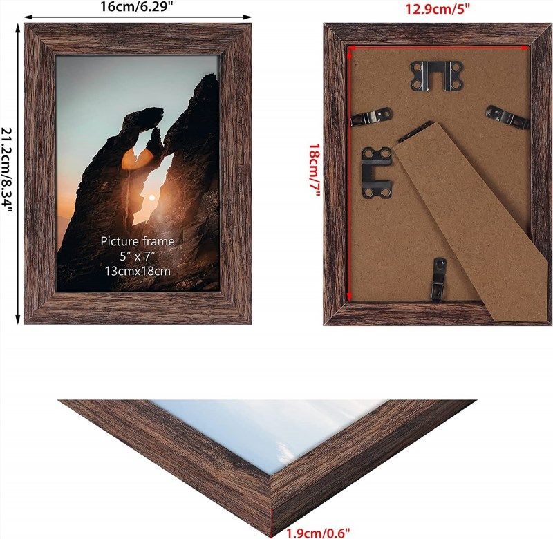 Nacial 5x7 Picture Frame Set of 4, Rustic Retro Picture Frames with  Tempered Glass, Display 4x6 with Mat or 5x7 Picture Without Mat, Photo  Frame for