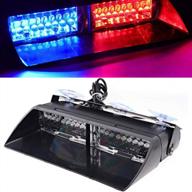 16 led car truck emergency strobe warning hazard light bar with suction cups for interior roof dash windshield - red blue logo