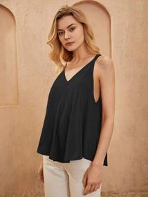 img 1 attached to Chigant Women'S Tank And Cami Tops Sleeveless Shirts Summer V-Neck Tunic Casual Trendy Blouses Black