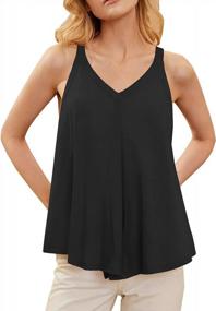 img 4 attached to Chigant Women'S Tank And Cami Tops Sleeveless Shirts Summer V-Neck Tunic Casual Trendy Blouses Black