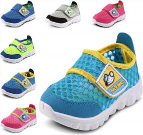 img 3 attached to Lightweight And Comfy Athletic Sneakers For Toddlers And Little Kids - LONSOEN Mesh Running Shoes With Hook-And-Loop Closure
