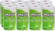 save trees with marcal 100% recycled paper towels - 12 individually wrapped rolls in an eco-friendly 'roll out' case logo