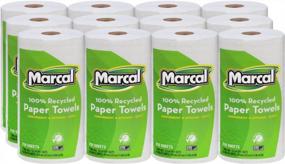img 4 attached to Спасите деревья с помощью бумажных полотенец Marcal, на 100 % переработанных бумажных полотенец – 12 индивидуально упакованных рулонов в экологически чистом рулонном футляре