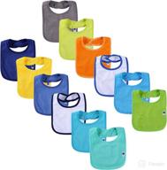 👶 12 pack terry drool cotton bibs by nvatorfox - unisex baby bibs with waterproof fiber filling for feeding, teething, and drooling логотип