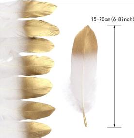 img 1 attached to 36 кусочков натуральных белых перьев с золотыми наконечниками для поделок своими руками, дней рождения, свадеб и нарядов