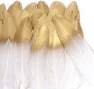 36 кусочков натуральных белых перьев с золотыми наконечниками для поделок своими руками, дней рождения, свадеб и нарядов логотип