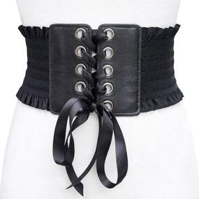 img 3 attached to Elastic Lace-up Waist Belt for Women with Adjustable Leather Cinch Corset - Stylish Waistband for a Perfect Fit