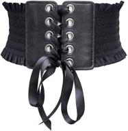 elastic lace-up waist belt for women with adjustable leather cinch corset - stylish waistband for a perfect fit logo