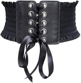 img 4 attached to Elastic Lace-up Waist Belt for Women with Adjustable Leather Cinch Corset - Stylish Waistband for a Perfect Fit