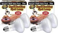 2-pack reptile basking spot lamp 75 watts with attached pro-tip guide for optimal zoom logo