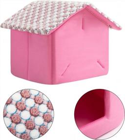 img 1 attached to Hollypet Pet Bed Warm Cave Nest Villa Sleeping House For Cats And Small Dogs, Pink Cabin, 14L X 14W X 13H