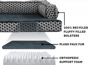 img 1 attached to Furhaven Medium Orthopedic Dog Bed Comfy Couch Plush & Decor Sofa-Style W/ Removable Washable Cover - Diamond Gray, Medium