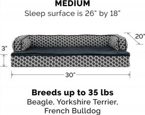 img 3 attached to Furhaven Medium Orthopedic Dog Bed Comfy Couch Plush & Decor Sofa-Style W/ Removable Washable Cover - Diamond Gray, Medium
