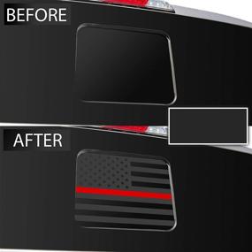 img 1 attached to Bogar Tech Designs Rear Middle Window American Flag Vinyl Decal Compatible With And Fits F150 F250 F350