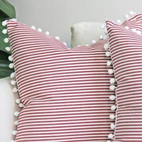 img 3 attached to Add Farmhouse Charm To Your Couch With JOJUSIS Ticking Stripe Pillow Covers With Pom-Poms - Set Of 2