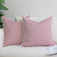 add farmhouse charm to your couch with jojusis ticking stripe pillow covers with pom-poms - set of 2 logo