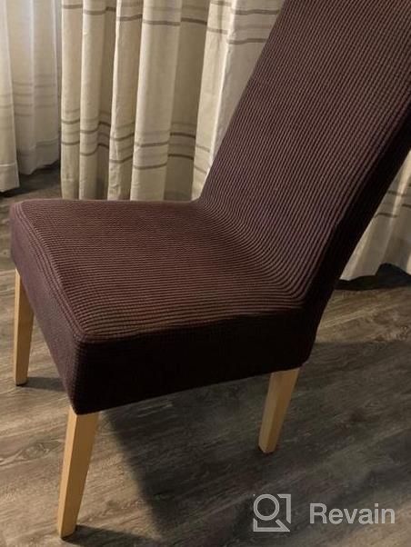 img 1 attached to 6-Pack Stretch Dining Chair Covers In Textured Taupe Checked Jacquard Fabric – Parsons Chair Slipcovers For Dining Room – Chair Protectors To Keep Your Chairs Pristine review by Jason Geyston