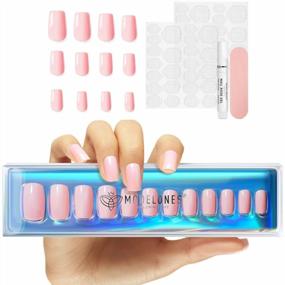 img 4 attached to Modelones Press On Nails Medium Square Press On Nails With Nail Glue Pink Press On Nails Reusable Manicure Fake Nails Glue On Nails Set Adhesive Tabs Nail File For Women 12 Sizes 36Pcs
