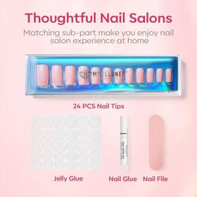 img 3 attached to Modelones Press On Nails Medium Square Press On Nails With Nail Glue Pink Press On Nails Reusable Manicure Fake Nails Glue On Nails Set Adhesive Tabs Nail File For Women 12 Sizes 36Pcs