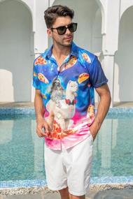 img 3 attached to Мужская классическая рубашка с коротким рукавом с уникальными 3D-рисунками для летних каникул - Slim Fit Top от ALISISTER