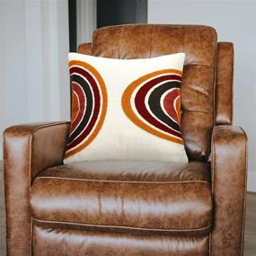 img 3 attached to Merrycolor Boho Abstract Tufted Pillow Covers - Современный стиль середины века для декора кровати, дивана и гостиной - Красочный и привлекательный дизайн - Размер 18X18 - 1PC