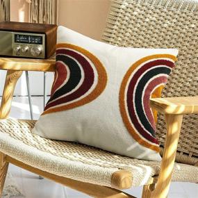 img 4 attached to Merrycolor Boho Abstract Tufted Pillow Covers - Современный стиль середины века для декора кровати, дивана и гостиной - Красочный и привлекательный дизайн - Размер 18X18 - 1PC