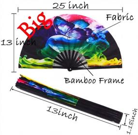 img 3 attached to Meifan Large 13-Inch Bamboo Handheld Fan For Dance, Performance, And Decorations - Perfect For Men And Women At Music Festivals, Raves, Clubs, And Parties - Beautiful Butterfly Design