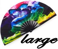 meifan large 13-inch bamboo handheld fan for dance, performance, and decorations - perfect for men and women at music festivals, raves, clubs, and parties - beautiful butterfly design logo
