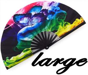 img 4 attached to Meifan Large 13-Inch Bamboo Handheld Fan For Dance, Performance, And Decorations - Perfect For Men And Women At Music Festivals, Raves, Clubs, And Parties - Beautiful Butterfly Design