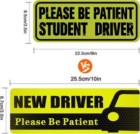 img 3 attached to 🚗 QSUM New Driver Magnet Safety Sign for Car - Learner Please be Patient - 3Pcs 10x3.5inch Highly Reflective Rookie Sticker for Novice or Beginner (Black)