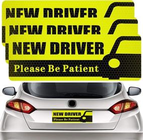 img 4 attached to 🚗 QSUM New Driver Magnet Safety Sign for Car - Learner Please be Patient - 3Pcs 10x3.5inch Highly Reflective Rookie Sticker for Novice or Beginner (Black)